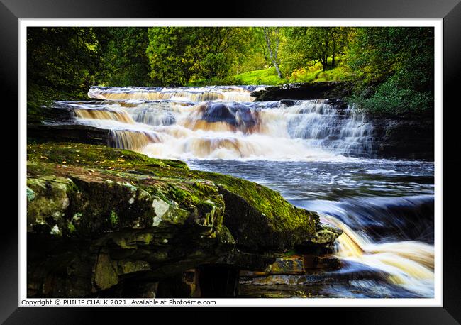 High Kidson force waterfall in the Yorkshire dales.  Framed Print by PHILIP CHALK