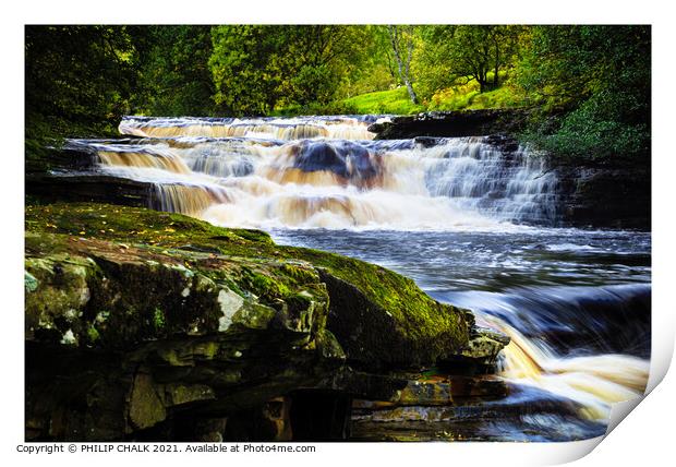 High Kidson force waterfall in the Yorkshire dales.  Print by PHILIP CHALK