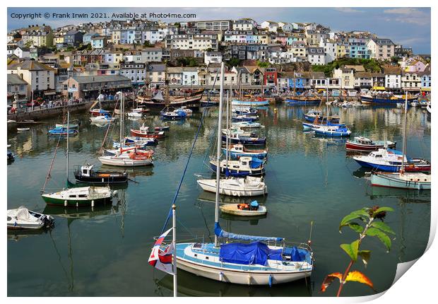 The little busy harbour of Brixham Print by Frank Irwin