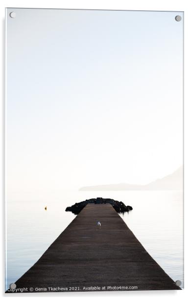 A pier and a bird Acrylic by Genia Tkacheva