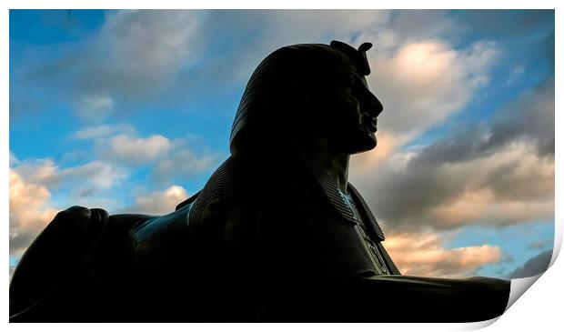 Egyptian style Sphinx in silhouette Print by tim miller