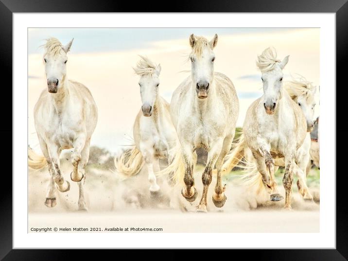 Camargue Mares Racing Forward Framed Mounted Print by Helkoryo Photography