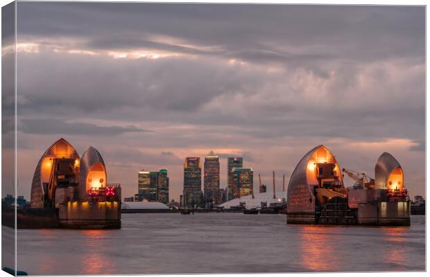 thames flood barrier early evening light Canvas Print by tim miller