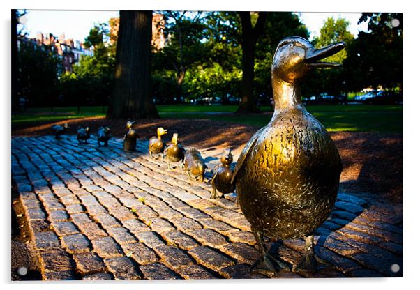 Make Way For Ducklings, Boston Common Acrylic by Weng Tan
