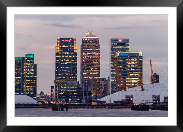 canary wharf at night Framed Mounted Print by tim miller
