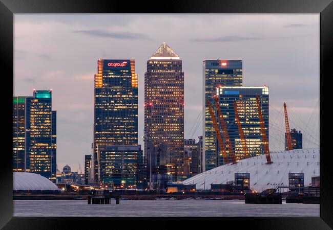 canary wharf at night Framed Print by tim miller