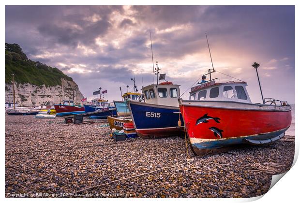 Boats on the shingle. Print by Bill Allsopp