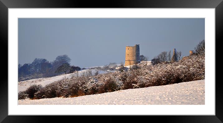 Hadleigh castle in the Snow Framed Mounted Print by Robin Lodge