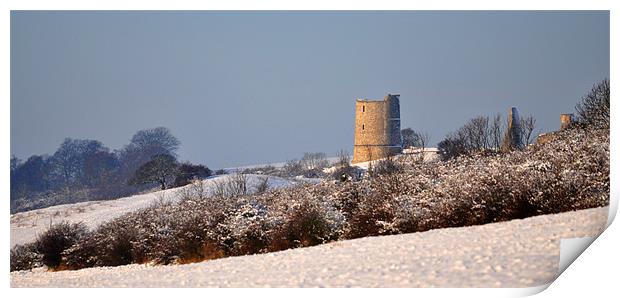 Hadleigh castle in the Snow Print by Robin Lodge