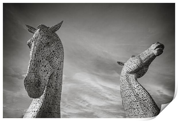 Kelpies in Black and White Print by Duncan Loraine