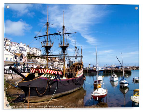 Golden Hind Brixham Acrylic by Nik Taylor