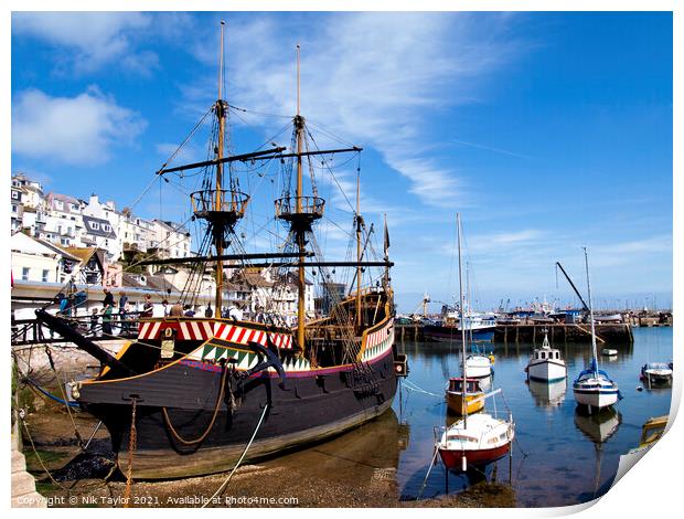 Golden Hind Brixham Print by Nik Taylor