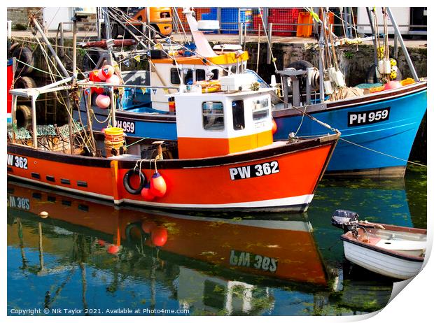 Cornish fishing boats Print by Nik Taylor
