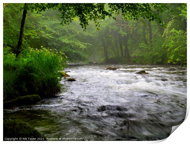 Misty Morning on the River Barle Print by Nik Taylor