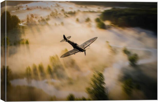 Spitfire Silhouette Canvas Print by J Biggadike