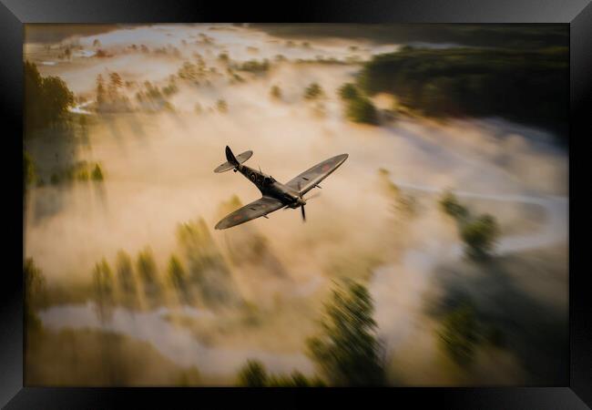 Spitfire Silhouette Framed Print by J Biggadike