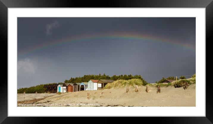 Rainbow and Beach Huts Framed Mounted Print by Heidi Stewart