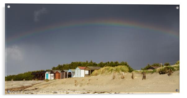 Rainbow and Beach Huts Acrylic by Heidi Stewart