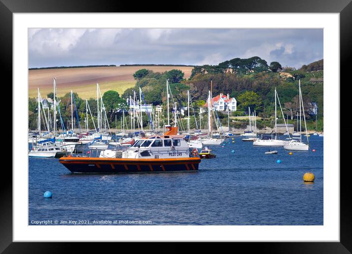 Pilot Boat CH9 Falmouth Cornwall Framed Mounted Print by Jim Key