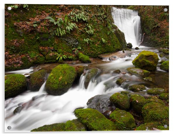 Alva Glen Waterfalls. Acrylic by Tommy Dickson