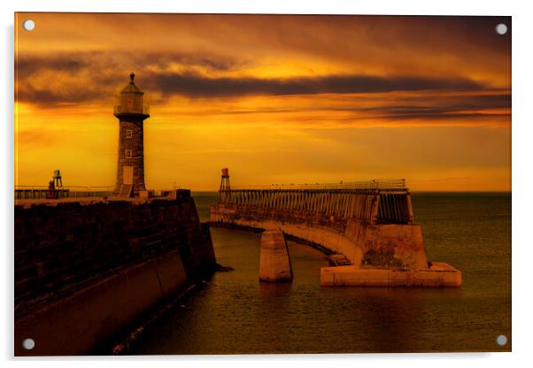 Whitby Harbour Piers Acrylic by Oxon Images