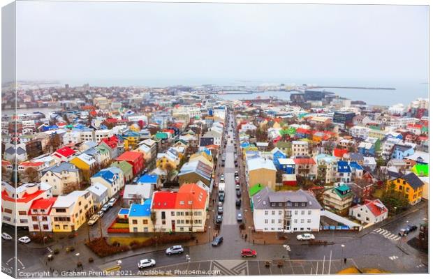 Downtown Reykjavik Cityscape, Iceland Canvas Print by Graham Prentice