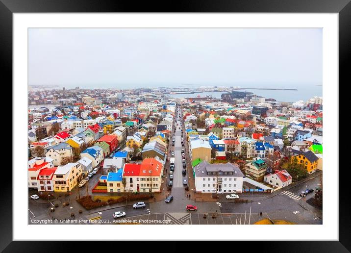 Downtown Reykjavik Cityscape, Iceland Framed Mounted Print by Graham Prentice