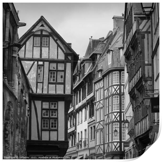 Histroric Streets of Rouen, France Print by Imladris 