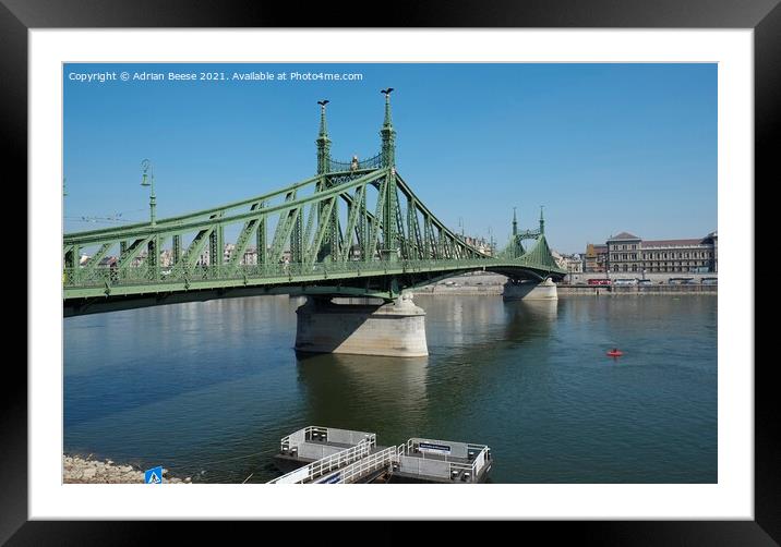 Liberty Bridge Budapest Framed Mounted Print by Adrian Beese