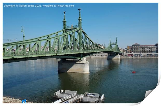 Liberty Bridge Budapest Print by Adrian Beese