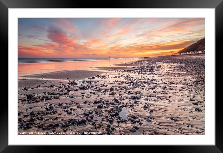 Sunrise Sky Over Cromer Beach Norfolk Framed Mounted Print by David Powley