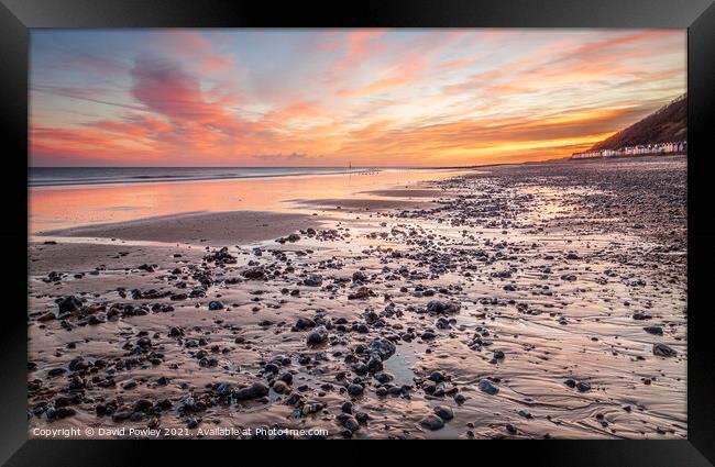 Sunrise Sky Over Cromer Beach Norfolk Framed Print by David Powley