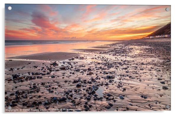 Sunrise Sky Over Cromer Beach Norfolk Acrylic by David Powley