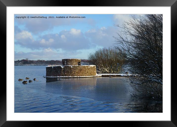 Snowy Chasewater Castle Framed Mounted Print by rawshutterbug 