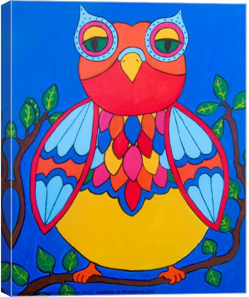Bright Night Owl Canvas Print by Stephanie Moore