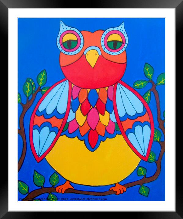 Bright Night Owl Framed Mounted Print by Stephanie Moore