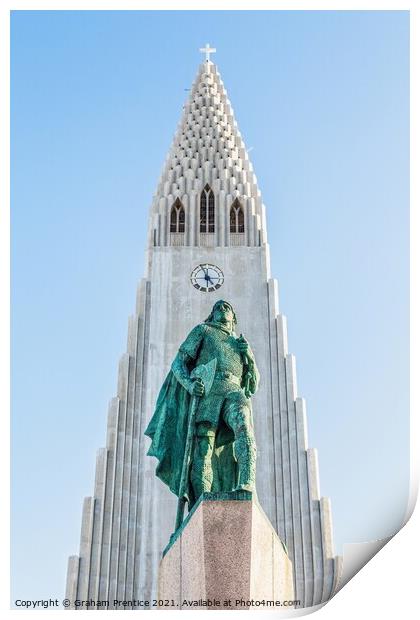 Leif Erikson Statue, Reykjavik, Iceland Print by Graham Prentice