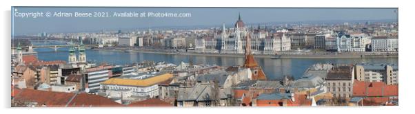 Panoramic picture of Budapest and River Danube Acrylic by Adrian Beese