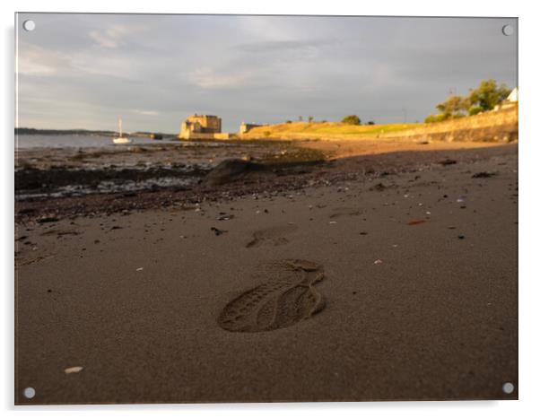 Footprint in the sand. Acrylic by Emma Dickson