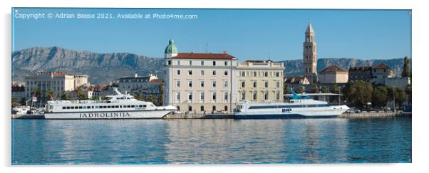 Jadrolinija Ferries in Split Harbour Acrylic by Adrian Beese