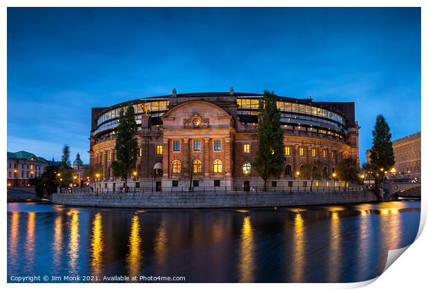 Parliament House Stockholm Print by Jim Monk
