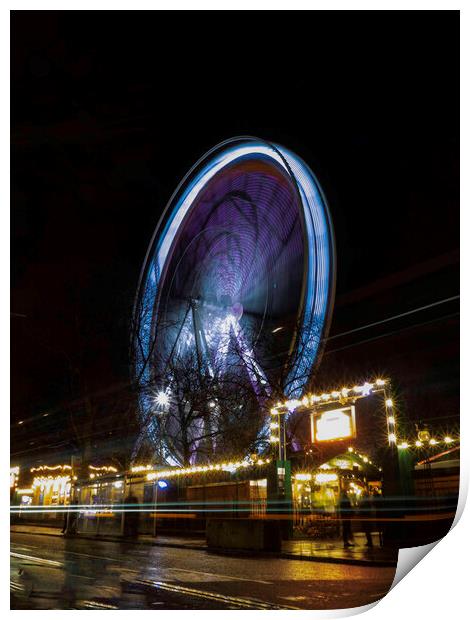 Ferris Wheel, Edinburgh Markets Print by Emma Dickson