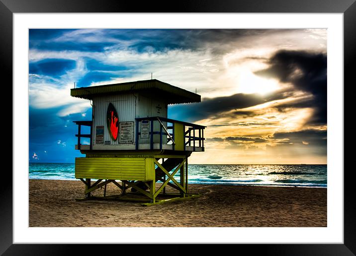 Sunrise In Miami, South Beach Miami, Florida, USA Framed Mounted Print by Weng Tan