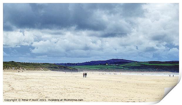 Moody Sky Over Gwithian Sands Print by Peter F Hunt