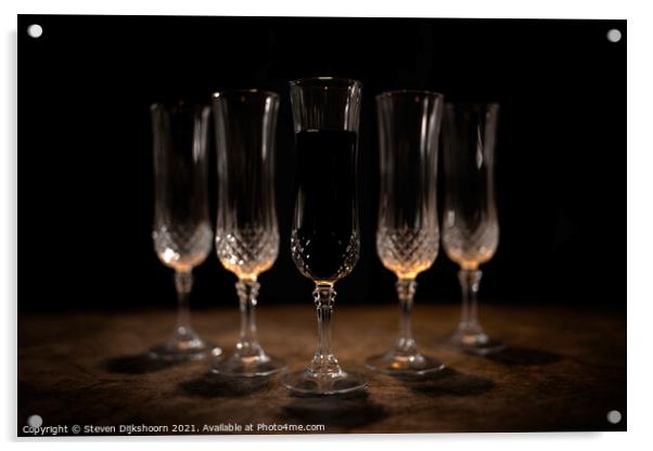 Still Life Crystal glass surrounded by black and orange light Acrylic by Steven Dijkshoorn
