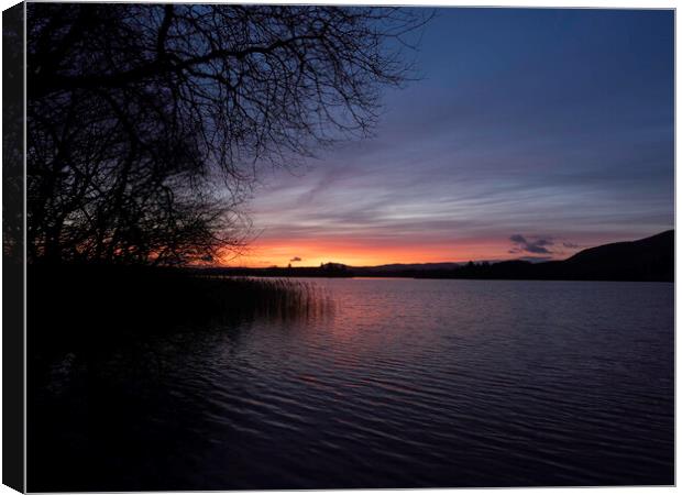 Lake of Menteith Sunset Canvas Print by Emma Dickson