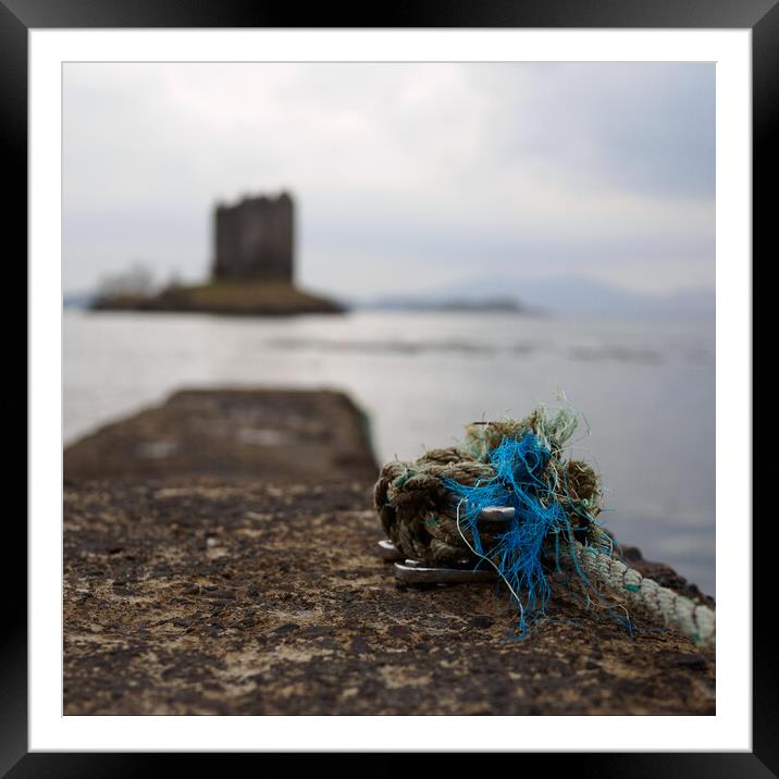 Knotted rope on jetty at Castle Stalker. Framed Mounted Print by Tommy Dickson