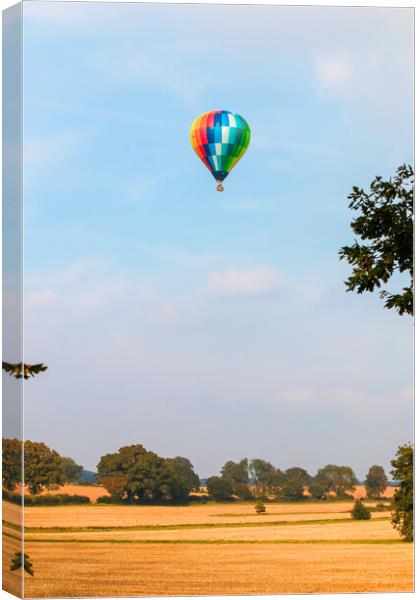 Hot Air Balloon over English Landscape Canvas Print by tim miller