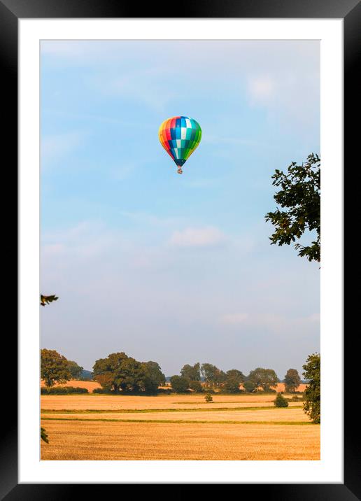 Hot Air Balloon over English Landscape Framed Mounted Print by tim miller