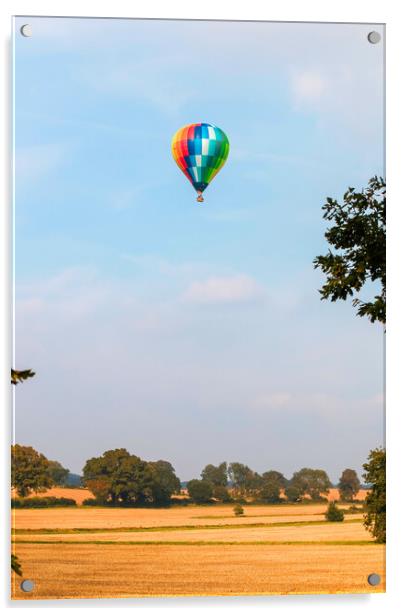 Hot Air Balloon over English Landscape Acrylic by tim miller